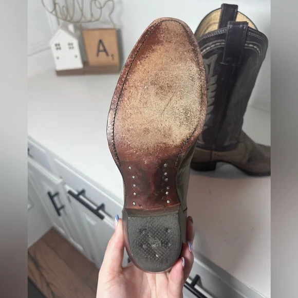 Vintage Justin Lizard Skin Cowboy Boots Women's 7B Brown Western Exotic Leather - Picture 7 of 8